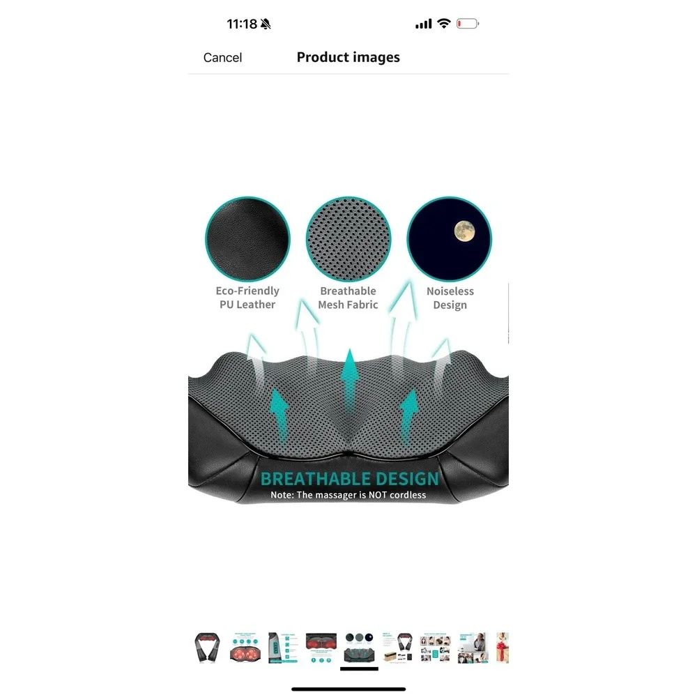 Nekteck Shiatsu Deep Kneading Massage Pillow‎
